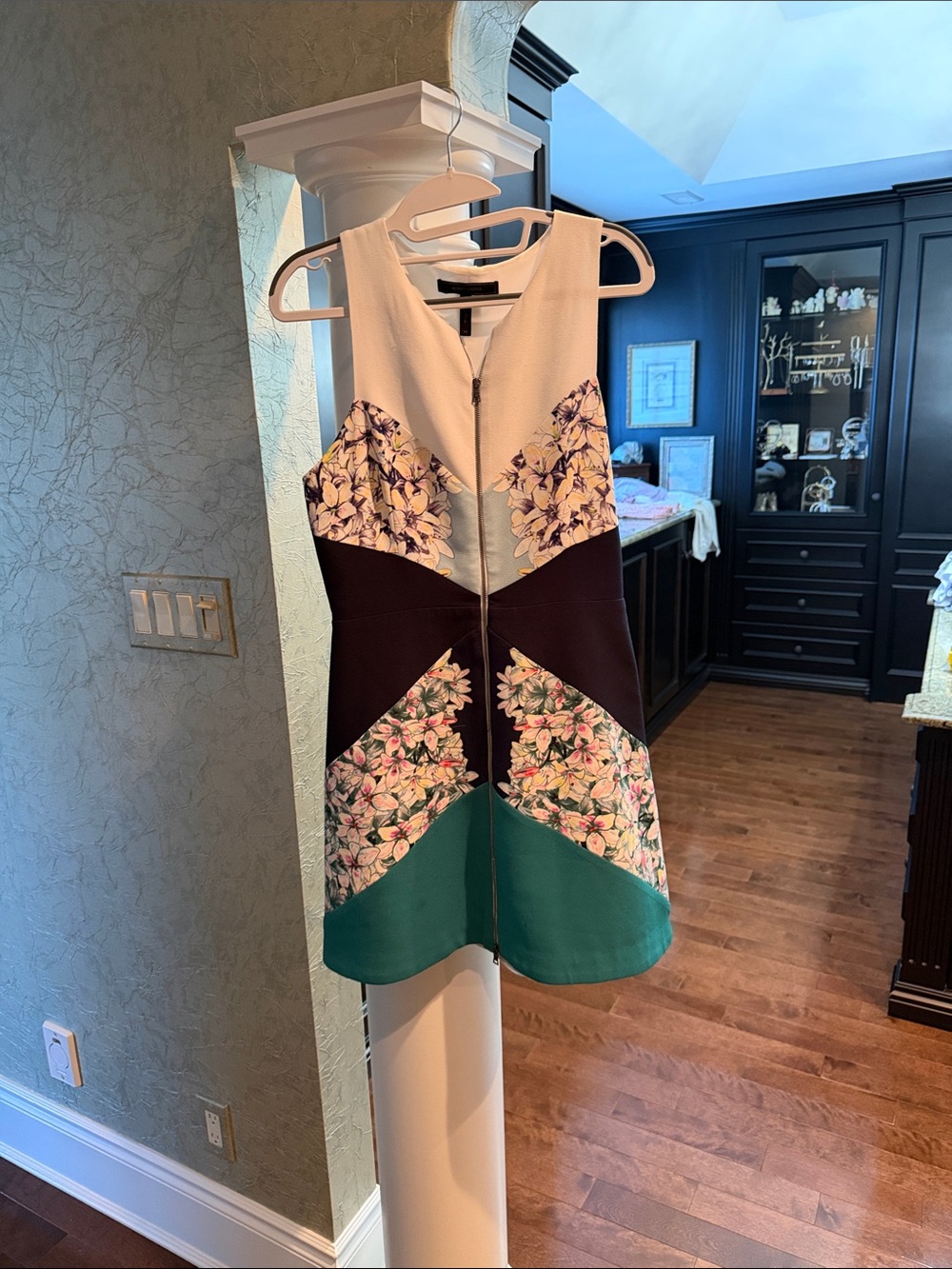 BCBGMaxAzria Cream and Black Textured Dress